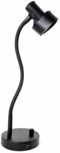 O’Bright Dimmable LED Desk Lamp with USB Charging Port (5V/2A), Full Range Dimming LED, Table Lamp with USB Charger, Flexible Gooseneck, Office Desk Lamp/Bedside Lamp, Vintage Design (Black)