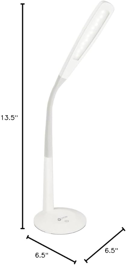 OttLite LED Desk Lamp with Flexible Neck (White) - Slim Desk Lamp with 3 Brightness Settings & Touch Activated Controls - Energy-Efficient Natural Daylight LEDs for Home Office, Desk, & Dorms