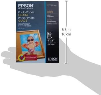 Epson Photo Paper Glossy, 4 x 6 Inches, 50 Sheets (S041809)