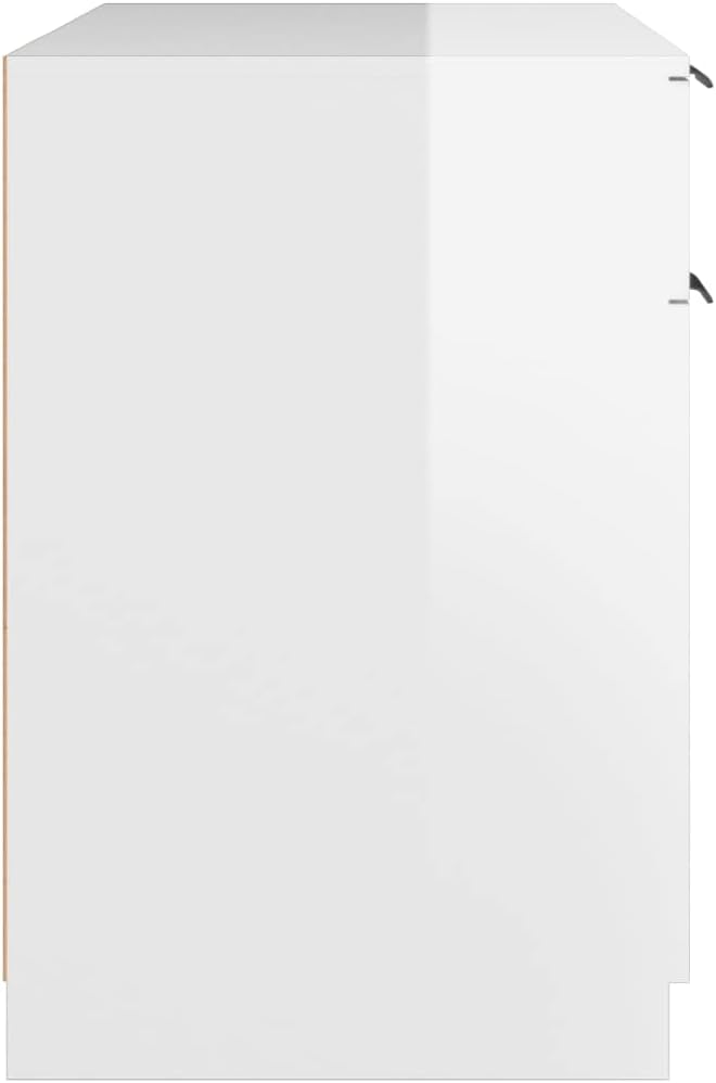 Computer Writing Desk,Sturdy Home Office Desk,Reception Desk,for Bedroom, Living Room, Study,Desk High Gloss White 39.4"x19.7"x29.5" Engineered Wood