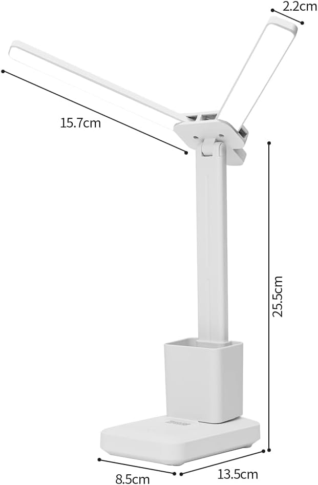 Rechargeable Desk Lamp, Small Desk Light with 3 Color Temperatures & Stepless Dimming, Battery Powered Table Lamp for Home Office, Eye-Caring Study Lamp with USB-C Charging Port (FOLD-699ADUAL)