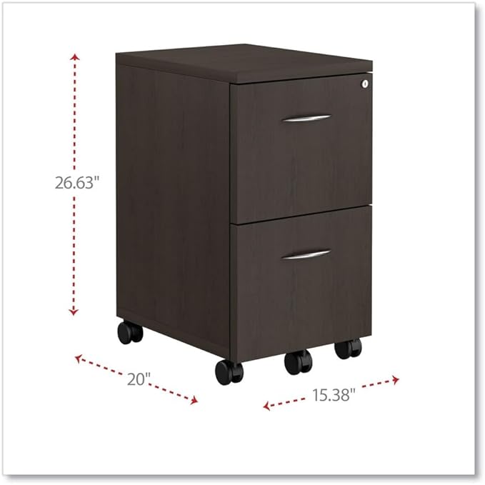 Alera SedinaAG Series Mobile File/File Pedestal, 15-3/8w x 20d x 26-5/8h, Espresso