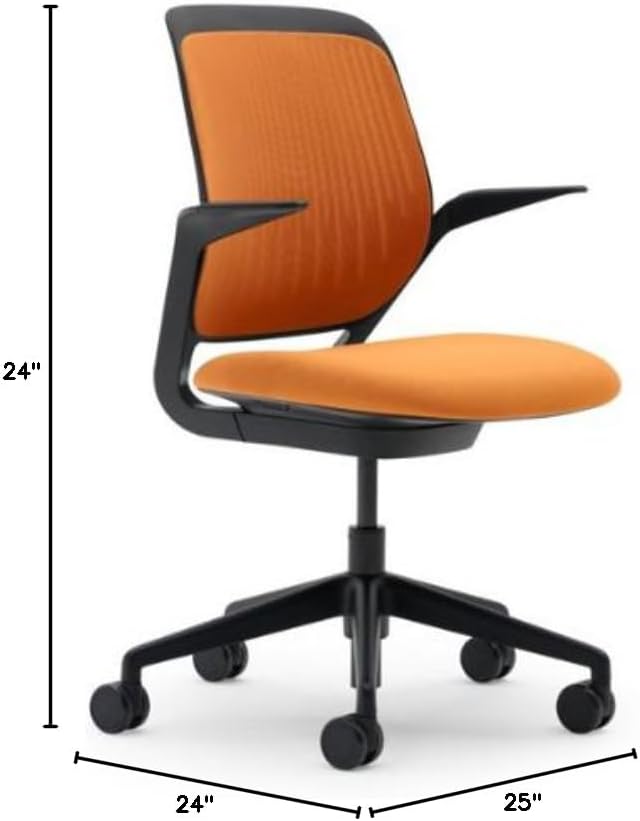 Steelcase Cobi Chair: Fixed Arms - Standard Carpet Casters - Cogent Tangerine Fabric