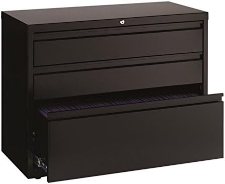 Scranton & Co 36" 3-Drawer Modern Metal Lateral File Cabinet in Black