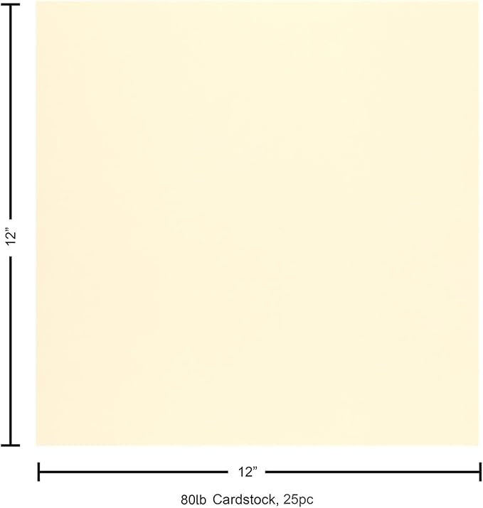 PA Paper Accents Smooth Cardstock 12" x 12" Matte Cream, 80lb colored cardstock paper for card making, scrapbooking, printing, quilling and crafts, 25 piece pack