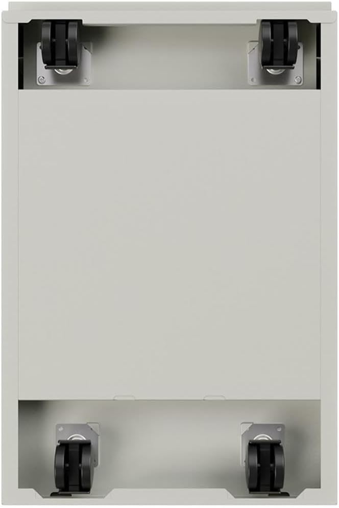 BOWERY HILL Mobile Pedestal Filing Cabinet, 2-Drawer File/File Configuration, Stainless Steel Metal, Light Gray Finish, 27.75" H x 15" W x 19.88" D, Lockable, Letter-Size Files, Office Storage