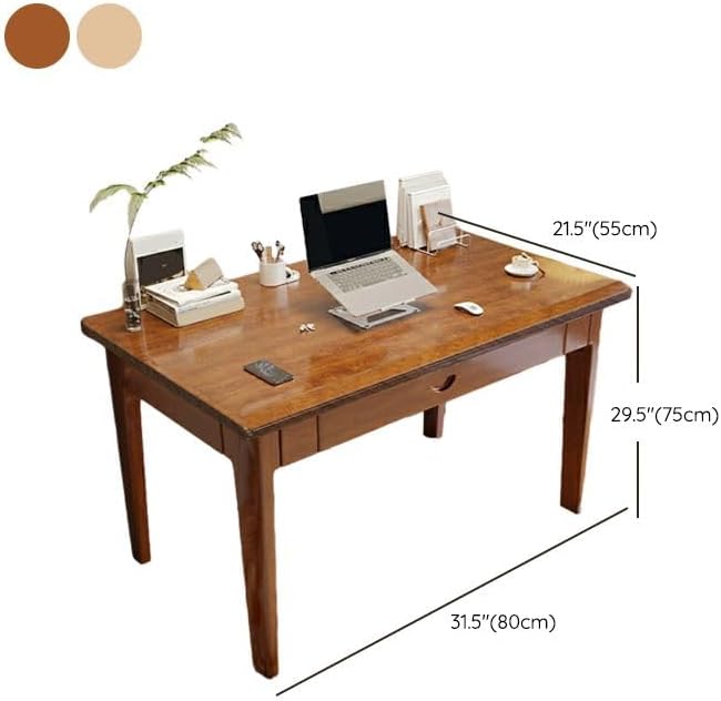 RUNNUP Modern Wood Writing Desk with 1 Drawer 31.5" Home Office Desk Simple Study Desk for Small Spaces, Without Chairs Natural