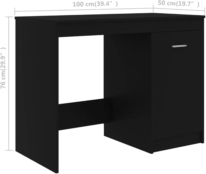 Modern Writing Computer Desk, Home Office Desk Writing Study Table PC Desk Workstation for Bedroom, Black 39.4"x19.7"x29.9" Engineered Wood(J)
