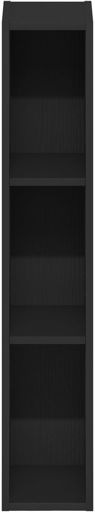 Furinno Fulda Book Shelf, 3-Tier Narrow Bookshelf, Bookcase with 6-in Width Storage Shelf, 9.3 x 5.9 x 31.5, for Living Room, Bedroom, Home Office, Darkwood