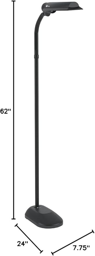 OttLite T81G5T-SHPR 18-Watt Wing Shade Floor Lamp, 10.5" x 62, Black