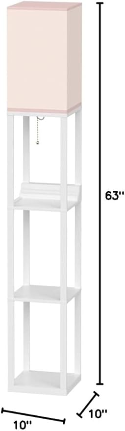 Brightech Maxwell Charger - Modern Shelf Floor Lamp with USB Charging Ports & Electric Outlet - Corner Display Floor Lamps with Shelves for Living Room, Bedroom and Office - White