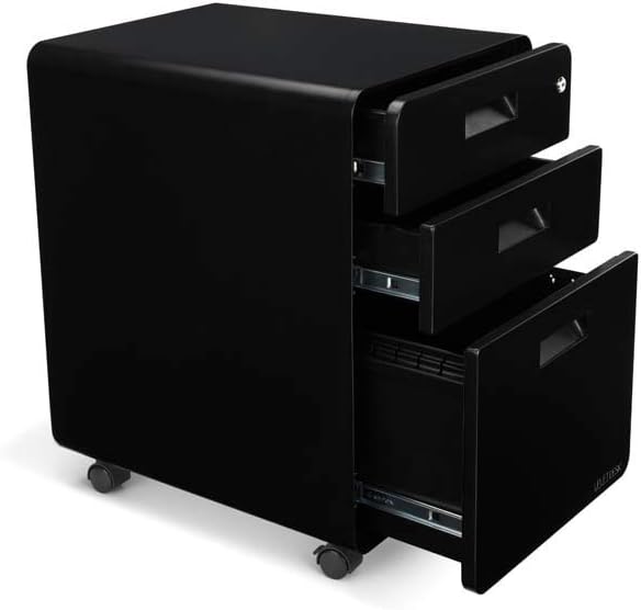 3-Drawer File Cabinet, Rolling (Black) by Uplift Desk