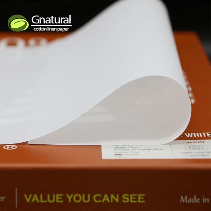 100% Cotton Business Paper, 8.5 x 11 inch 24lb Inkjet Laser Printing Paper, White Color Waterproof Watermark - 100 Sheets Low Starch