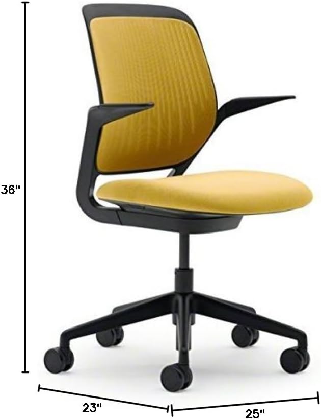 Steelcase Cobi Chair: Fixed Arms - Standard Carpet Casters - Cogent Tumeric Fabric