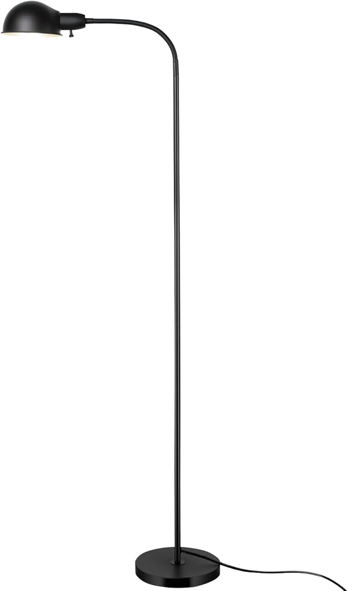 Dimmable Floor Lamp with Flexible Gooseneck and Rotatable Shade, Modern Style Standing Tall Lamp, E26 Socket, LED Reading Lamp (Black)