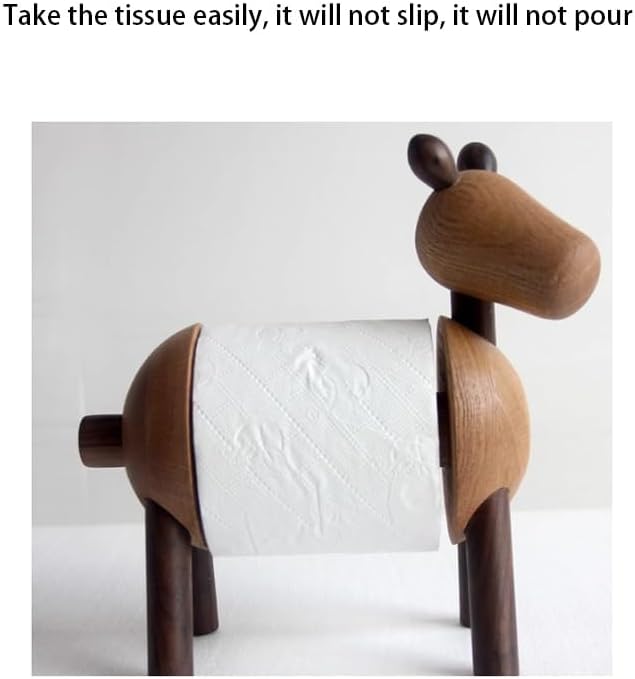 Durable Tissue Rack Wooden Animal Tissue Holder Cute Paper Roll Holder and Creative Standing Paper Towel Rack for Bedroom Office Washroom Sturdy Paper Holder (Brown)