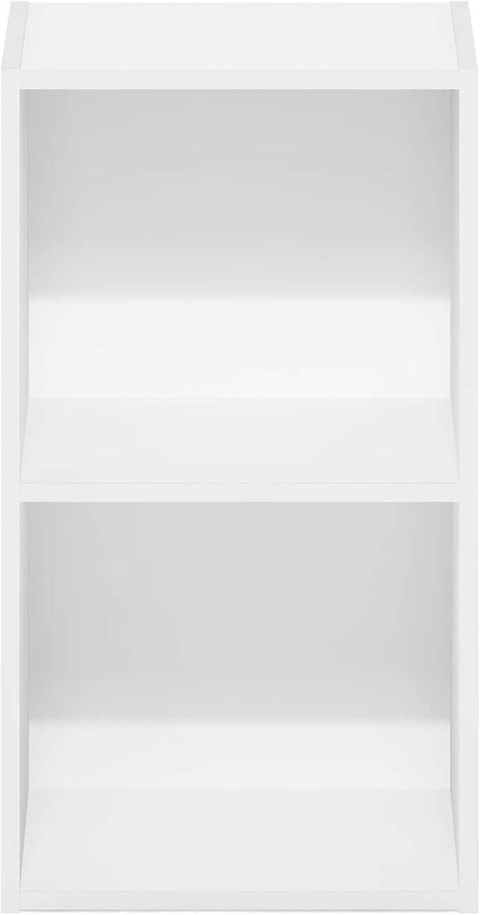 Furinno PASIR Book Shelf, 2-Tier Modern Bookshelf, Open Shelves Cube Bookcase, 9 x 12 x 21, Easy Assembly, Closed Back, for Living Room, Bedroom, Home Office, Plain White
