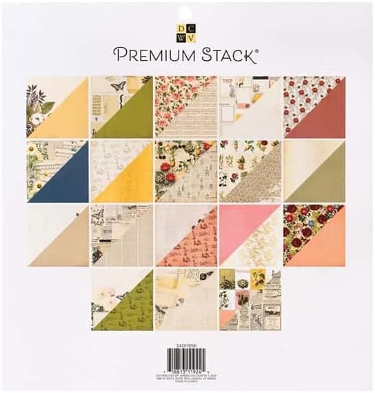 DCWV Printed Cardstock Paper 12x12, 36 Sheets of Scrapbook Paper for Crafts and Card Making, Double Sided Heavy Duty Cardstock with Foil Accents - Vintage