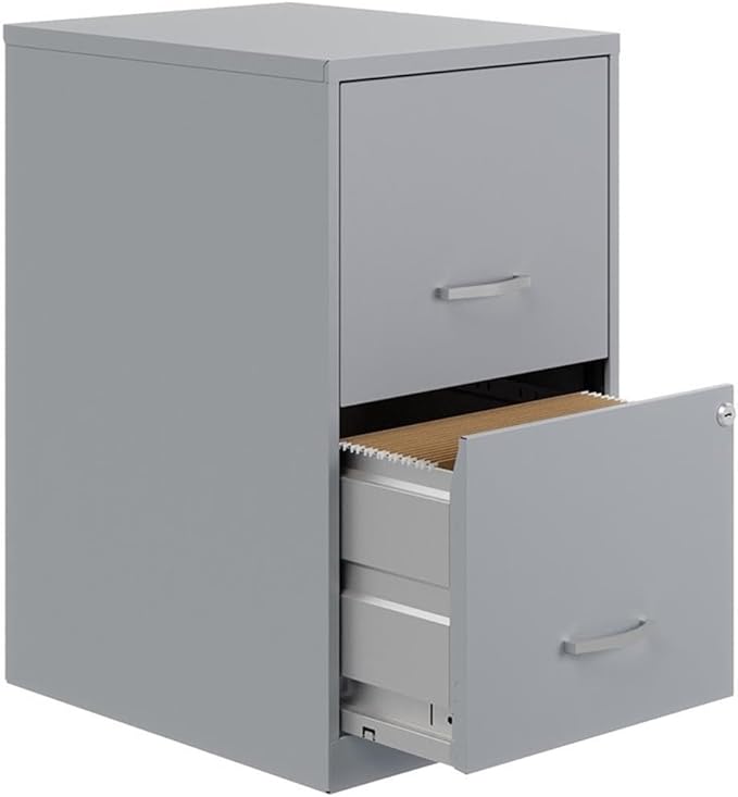 Scranton & Co Set of 2 18" D 2-Drawers Metal File Cabinet in Gray/Platinum