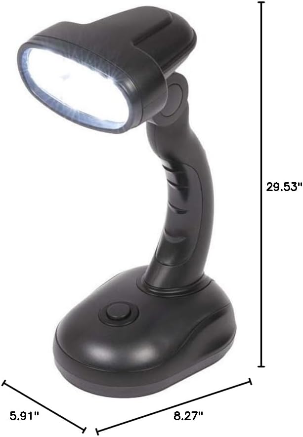 Set of 2 LED Black Desk Reading Lamp and Portable Study Lamp with 12 Led Bulbs and Bright Study Lamp for Work Station Illumination & Emergency Situations and Battery Operated Reading Lights