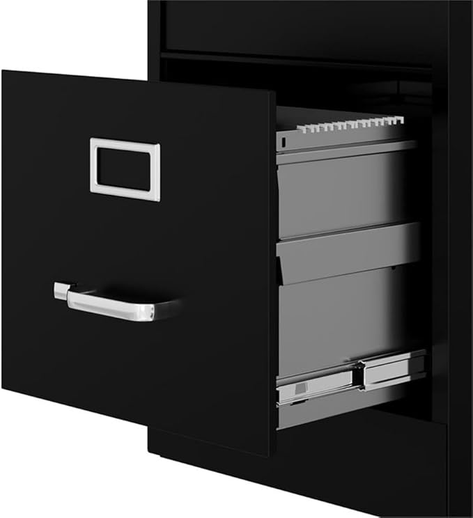 Pemberly Row Set of 6 Metal 4-Drawer Letter Width Vertical File Cabinet in Black