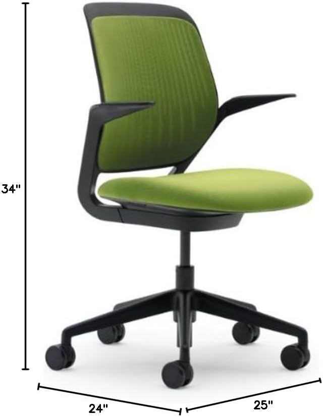 Steelcase Cobi Chair: Fixed Arms - Standard Carpet Casters - Cogent Wasabi Fabric