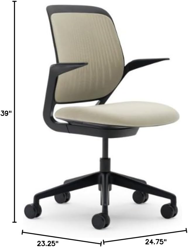 Steelcase Cobi Chair: Fixed Arms - Standard Carpet Casters - Cogent Malt Fabric