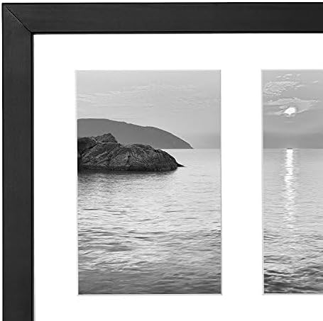 Americanflat 4x6 Collage Picture Frame with Shatter-Resistant Glass - Fits Three 4x6 Photos or Use as One 8x16 Picture Frame - Signature Collection - Collage Frames for Tabletop and Wall - Black