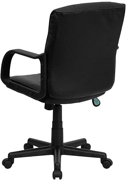 Flash Furniture Rider Mid-Back Black LeatherSoft Swivel Task Office Chair with Arms