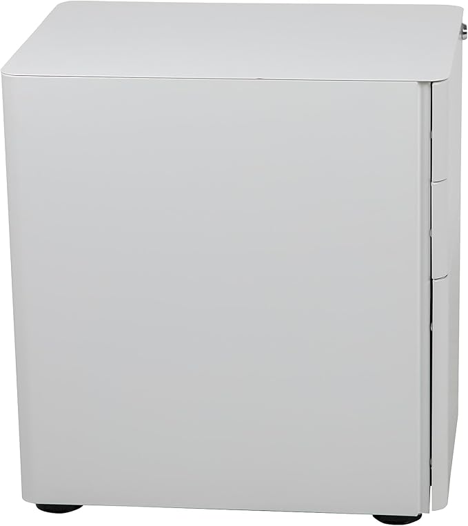 Flash Furniture Warner Modern 3-Drawer Mobile Locking Filing Cabinet with Anti-Tilt Mechanism and Hanging Drawer for Legal & Letter Files, White