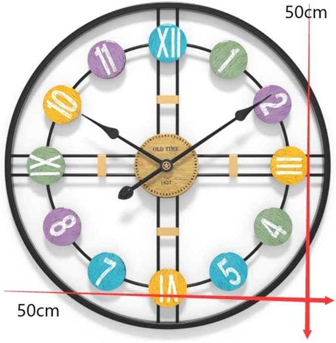 Wall Clock Wall Clock Wall Clock Metal Wall Clock Silent Wall Clock Easy to Read No Ticking Sound Suitable for Living Room Office Wall Clock Modern Clock (B 50 * 50cm)