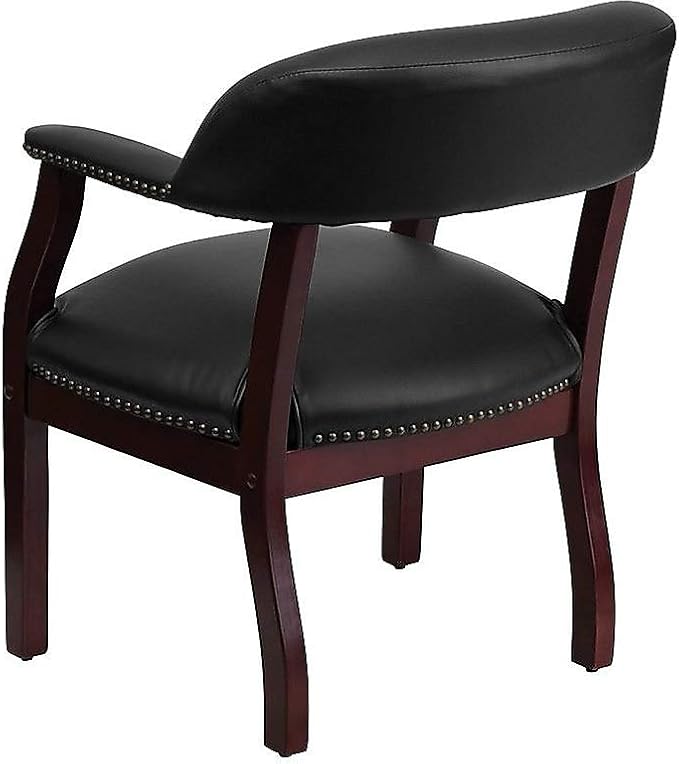 Flash Furniture Diamond Black Vinyl Luxurious Conference Chair with Accent Nail Trim