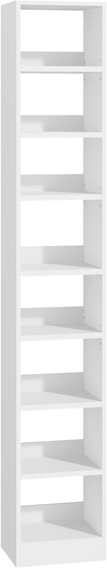 Bookcase, Tall Narrow Bookshelf, Open Display Storage Shelf, Skinny Cube Book Shelf with Adjustable Shelves, CD Rack for Living Room, Home Office 8-Tier(9.4 x 11.8 x 72 inch) White BC89603X