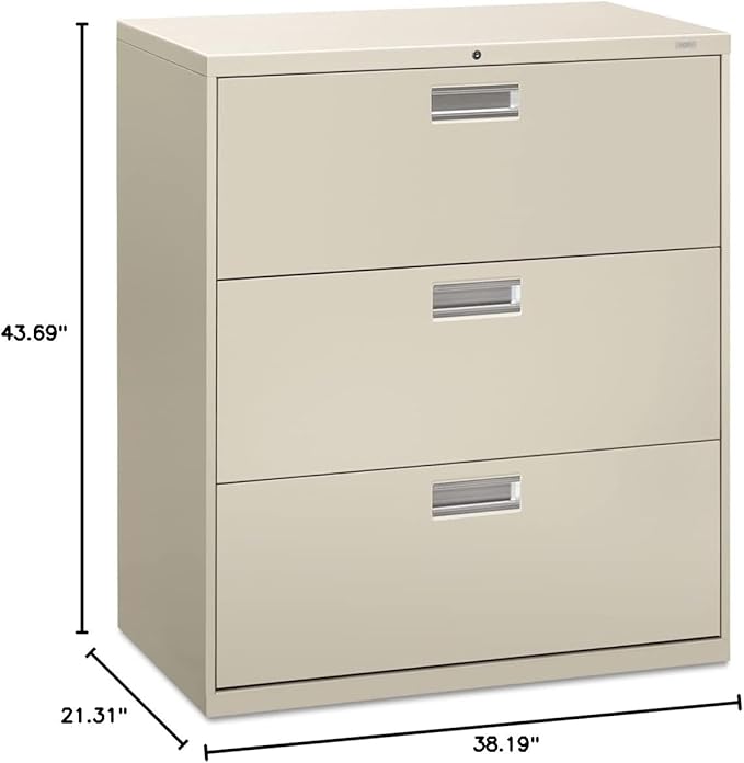 HON 683LQ 600 Series Three-Drawer Lateral File, 36w x 19-1/4d, Light Gray