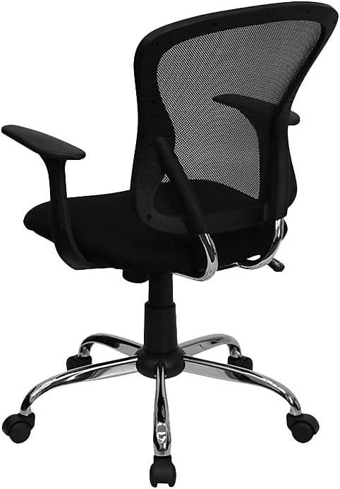 Flash Furniture Alfred Mid-Back Black Mesh Swivel Task Office Chair with Chrome Base and Arms