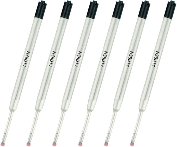 3.9'' ballpoint pen refill, replaced stylus and ballpoint pen metal refill, smooth writing ballpoint pen refill (black, 6 Pack)