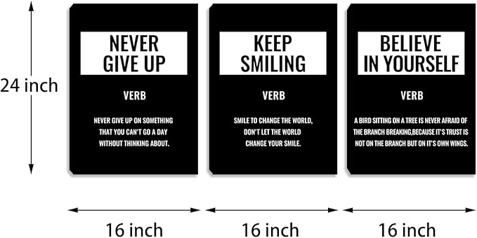 Black Motivational Canvas Wall Art Posters Inspirational Pictures Painting Prints Inspiring Quotes Wall Decor for Home Office Living Room Bedroom Classroom Framed Artwork Ready to Hang (48"Wx24"H)