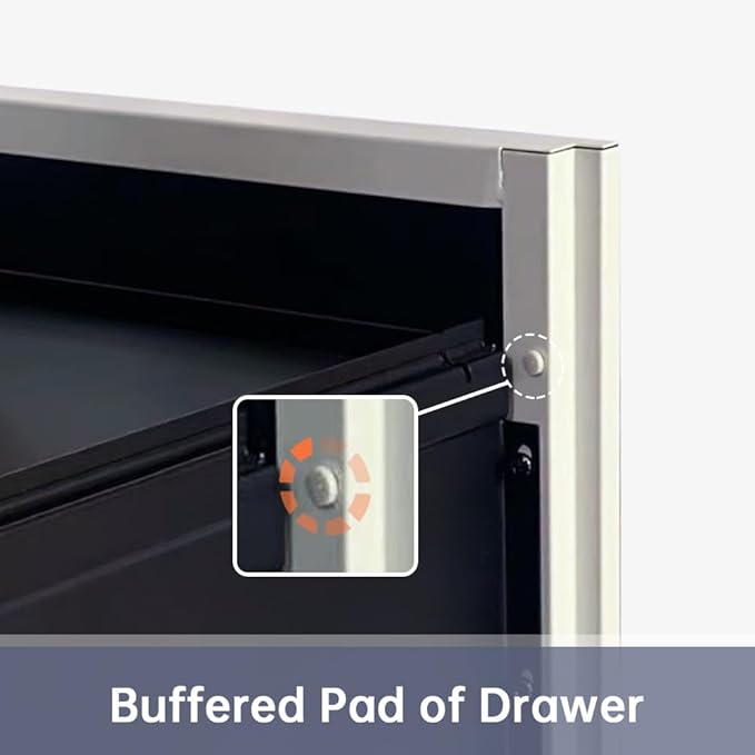 3 Drawer Locking Mobile Metal Storage, File Cabinet for Home or Office, Assembled (Except Casters), White