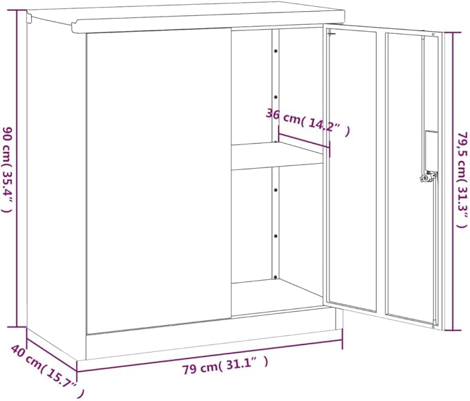 vidaXL File Cabinet Light Grey Powder-Coated Steel Medium File Cabinet