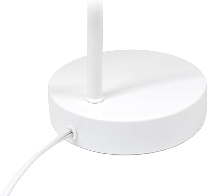 Simple Designs LD1078-WHT 15.2" Sleek Essentials Metal Cone Shade Desk Lamp with Adjustable Shade, for Office, Desk, Nightstand, Dorm, White