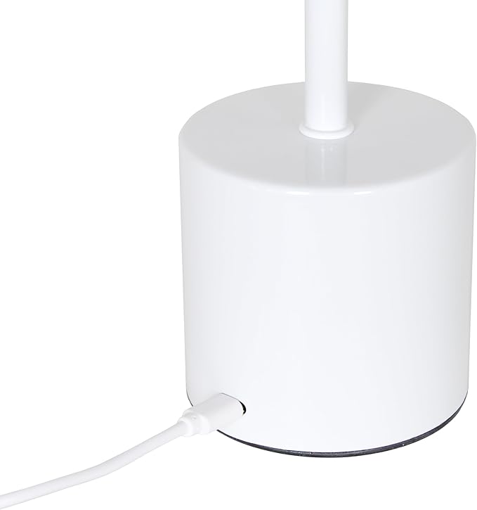 Simple Designs LD1083-WHT 12.75" Mushroom Magic Disc Dimming & Rechargeable Cordless 4-Way Touch Sensor Stick Desk Lamp, White