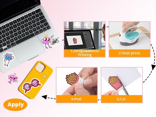 HTVRONT Sublimation Sticker Paper - 50 Pcs Matte Waterproof Sublimation Stickers 8.5 * 11in for Decoration (White)