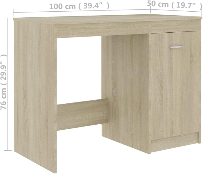 Modern Writing Computer Desk, Home Office Desk Writing Study Table PC Desk Workstation for Bedroom, Sonoma Oak 39.4"x19.7"x29.9" Engineered Wood(J)