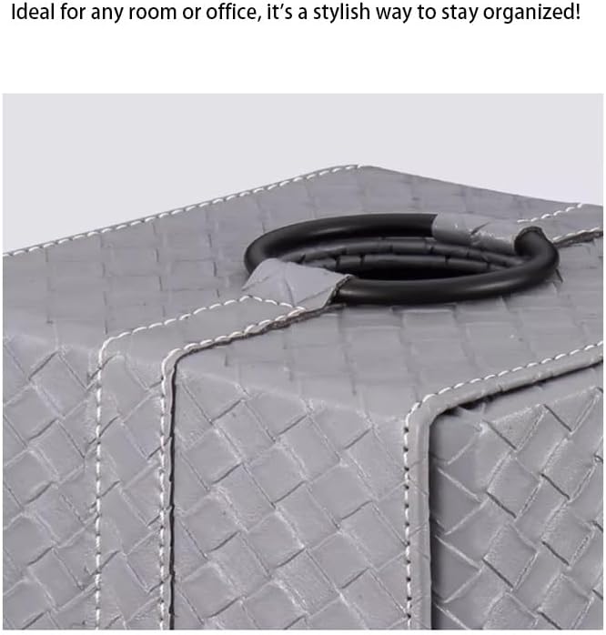 Stylish Tissue Box Durable Leather Tissue Box and Pu Tissue Box Holder Can be Used for Bathroom Dressing Table Bedside Table Office Desk Modern Tissue Box (Color : White) (Gray)
