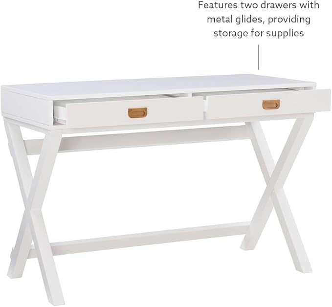 Linon Desk, White, 44"W x 20"D x 30"H