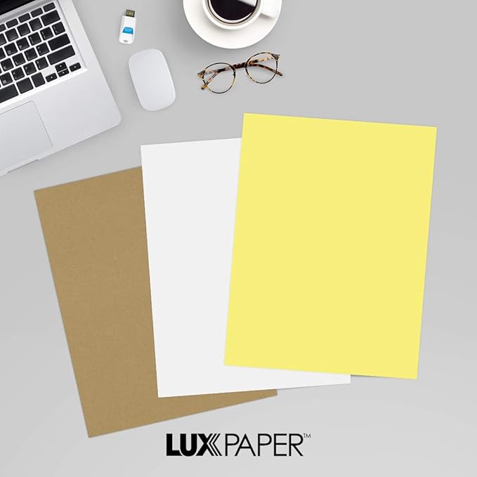 LUXPaper 8.5" x 11" Paper | Letter Size | Pastel Canary Yellow | 60lb. Text | 1,000 Qty