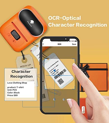 Phomemo Barcode Printer - M110 Label Maker Machine Wireless Bluetooth Themal Label Printer for Small Business, School, Barcode, Address, Jewelry, Clothing, Organizing, Orange
