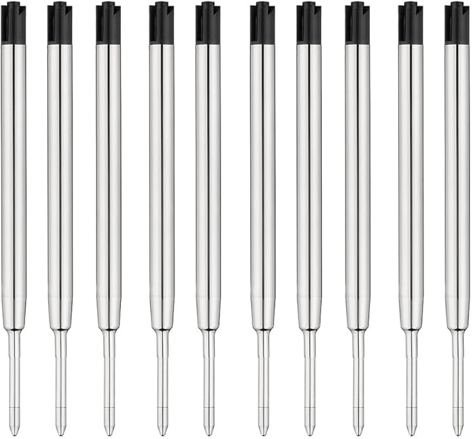 10 Pcs Replaceable Ballpoint Pen Refills, Black Ink Refill, 1mm Medium Refill Compatible with Parker Pen (Black Ink)