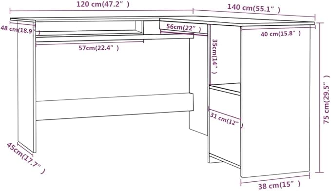 L-Shaped Corner Desk with 2 Open Shelves,Modern Writing Computer Desk, Home Office Desk Writing Study Table PC Desk Workstation, High Gloss Gray 47.2"x55.1"x29.5" Engineered Wood(C)