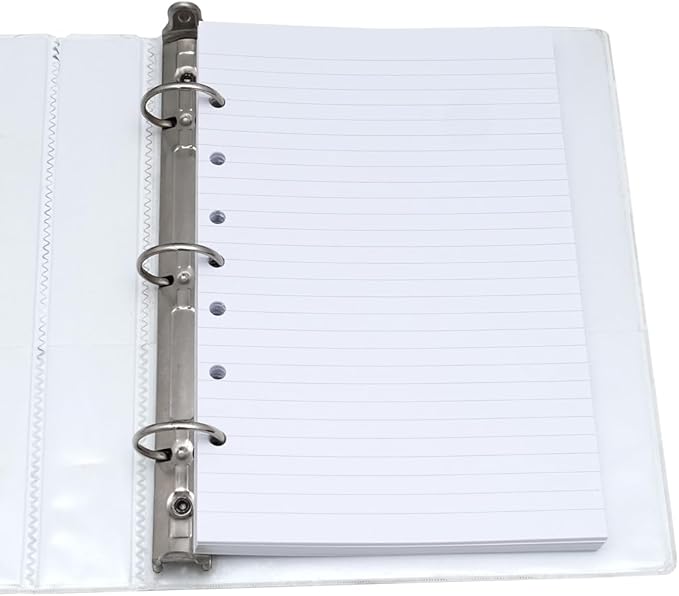 Lined Filler Paper for Mini Binder 5.5"x8.5", 500 Sheets College Ruled, 7-Hole, White